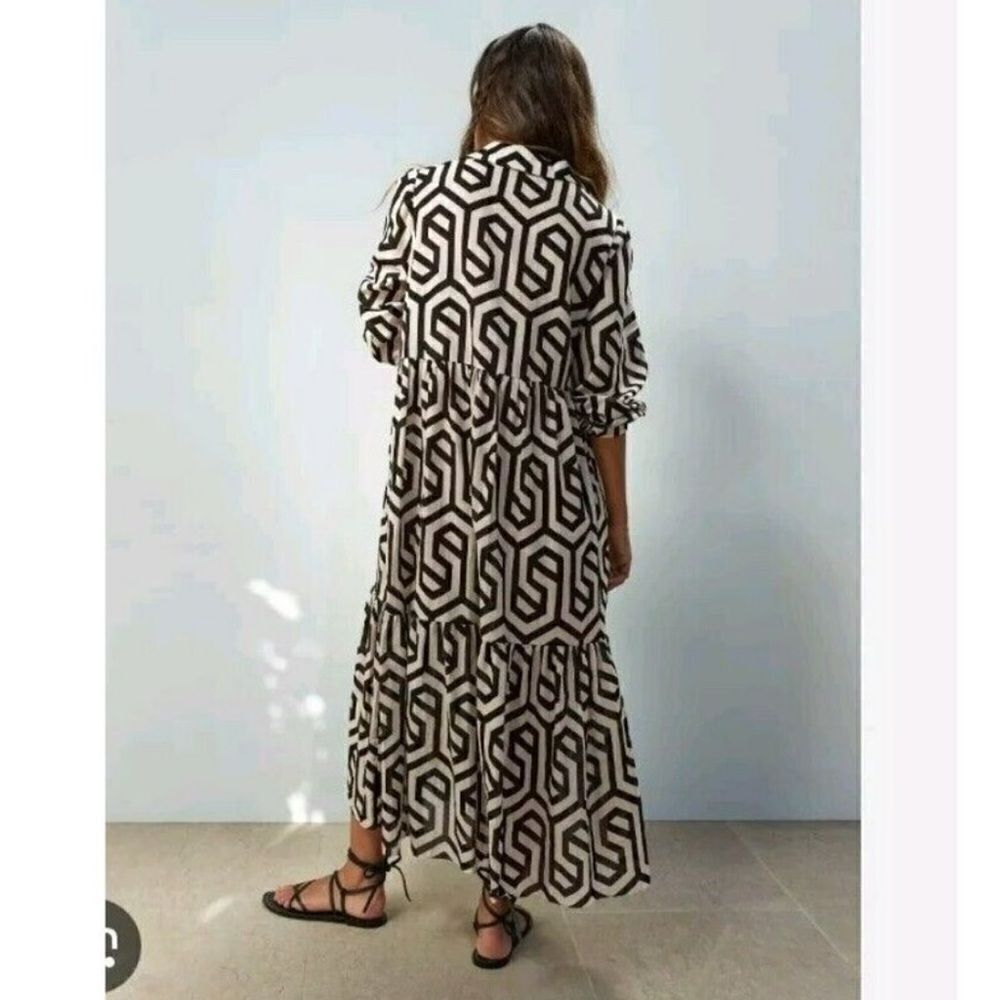 ZARA GEOMETRIC PRINT MIDI DRESS - Picture 4 of 4